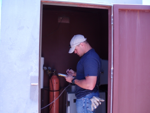 Tommy Liddell taking notes at the Santa Clara River Mass Emission Monitoring Site (May 2006)